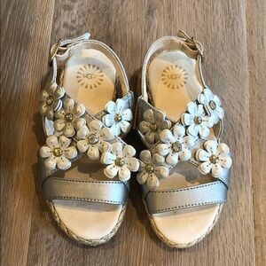 UGG Kids' Floral Sandals - Metallic Gray